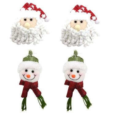Imagem de Jogo Carinha Papai Noel e Boneco de Neve Pelúcia 15cm 4 Unidades - Master Christmas