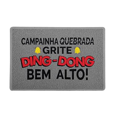 Imagem de Capacho/Tapete tamanho 60x40cm, Linha Humor, modelo DING-DONG, na cor cinza