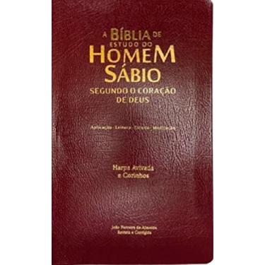 Imagem de Bíblia do homem sábio segundo o coração de deus arc c/ harpa coverbook luxo - bordo