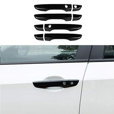 Imagem de AOKIO Maçaneta exterior ABS para Honda Civic 10ª geração 2016 2017 2018 2019 2020 com fechadura inteligente (preto brilhante)