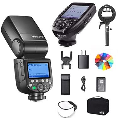 Imagem de Godox V860III-N Flash para câmera Nikon Flash Speedlite 1,5s Tempo de reciclagem com gatilho de flash sem fio Godox XPro-N e suporte de suporte Godox S2 (V860II-N atualizado)