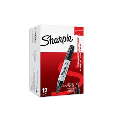Imagem de Sharpie Marcadores permanentes com ponta de cinzel 2065410 - preto (pacote com 12)