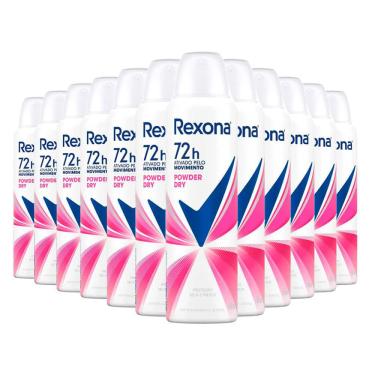 Imagem de Kit Desodorante Aerosol Rexona Powder Dry Rosa 150ml - 12 Unidades