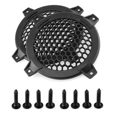 Imagem de DGZZI Capa de grade de 10 cm 2 peças de 10 cm preto redondo ABS plástico grades de malha capas de alto-falante de carro Woofer Subwoofer Grill