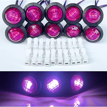 Imagem de 10 peças roxas 3 LEDs 12 V 3/10.2 cm luzes de liberação marcador lateral de frango redondo lâmpada de sinalização para trailer trailer caminhão ATV UTV RV Van Pickup 12V