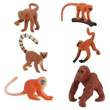 Imagem de Toyvian 6 Unidades Modelo De Macaco Mini Brinquedos Estatueta Animal Topper Modelos De Macacos Animais Brinquedo De Animais Da Selva Africana Playset Cartola Bolo Criança Pequena Plástico