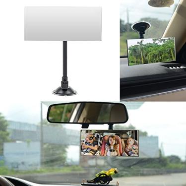 Imagem de Espelho de carro de bebê com ventosa Ampper Adjustabe, braço longo, vidro HD, convexo, grande angular, interior retrovisor retrovisor (retângulo sem moldura, grande, 17 cm x 7,4 cm)