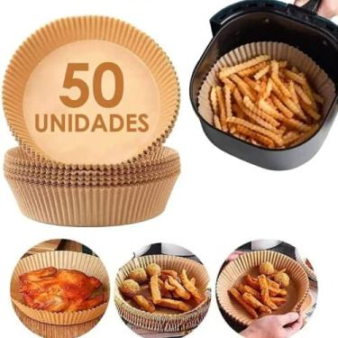 Imagem de Forro forma descartavel papel antiaderente protetor air fryer fritadeira 50 unidades