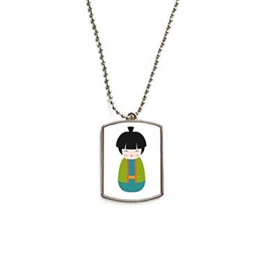Imagem de DIYthinker Colar de animal de estimação com pingente de corrente de aço inoxidável para bonecas Green Kimono