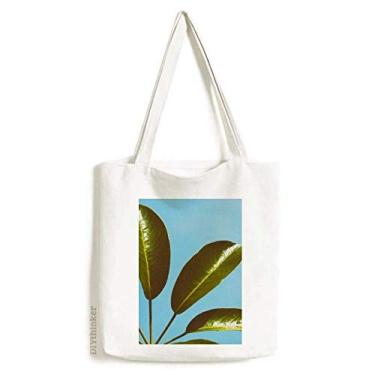 Imagem de Bolsa sacola de lona com imagem de planta de céu azul bolsa de compras casual bolsa de mão