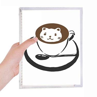 Imagem de Caderno de folhas soltas com ilustração de xícara de café adorável com estampa de gato