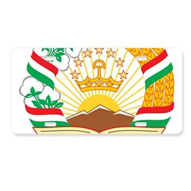 Imagem de DIYthinker Tajiquistão, emblema nacional da Ásia, placa de licença decoração de aço inoxidável para automóveis