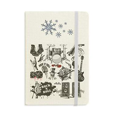 Imagem de Caderno com combinação de instrumentos musicais com estampa ilustrada e espesso, flocos de neve, inverno