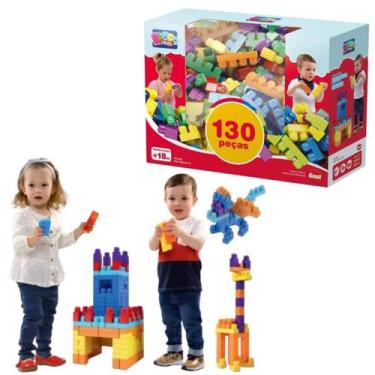 Imagem de Jogo 130 Peças Blocos De Montar Grande Brinquedos Para Bebês Didatico