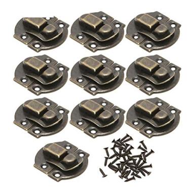Imagem de 10 pcs Bloqueio de metal antigo 25x20mm caixa de jóias de madeira decorativas padlock hasps trinco com parafusos hardware de móveis YYDFPIIA (Color : Antique Brass)