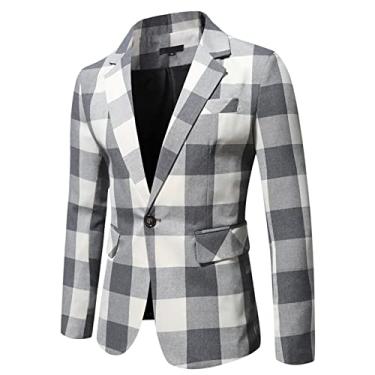 Imagem de Jaqueta Blazer Masculina, Blazer de Casamento Vestido de Um Botão Terno Jaqueta Slim Fit Lapela Counter Coat, B, GGG (Busto: 120CM)