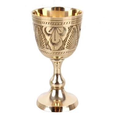 Imagem de SALFEE Taça de vinho de latão puro de 35 ml clássica feita à mão pequena cálice de cobre doméstico