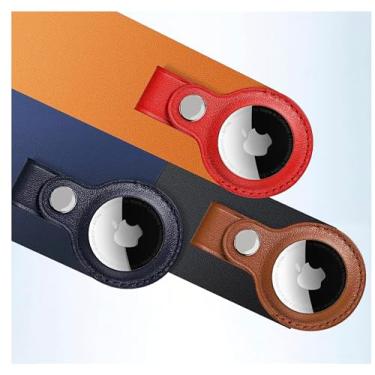 Imagem de Chaveiro Airtag impermeável e suporte de couro para etiqueta de ar, capa AirTag com chaveiro para Apple AirTags, Bolsa, mochila, mala, bagagem, gato, cachorro, animais de estimação (Azul)