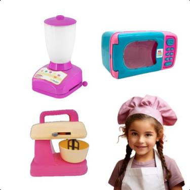 Imagem de Kit Cozinha Infantil C/ Batedeira Microondas Liquidificador - Zuca Toy