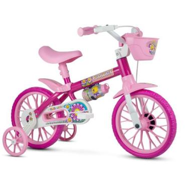Imagem de Bicicleta Infantil Aro 12 Flower - Com Rodinhas E Garrafinha - Nathor