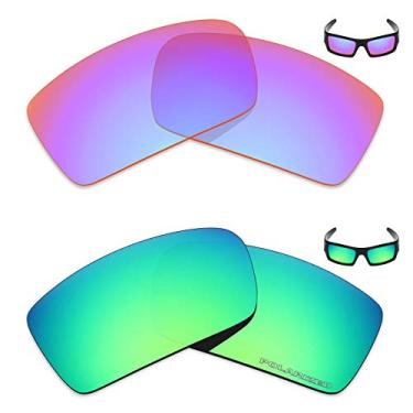 Imagem de Mryok+ 2 pares de lentes polarizadas de substituição para óculos de sol Oakley Gascan – Rosa cobalto/verde esmeralda
