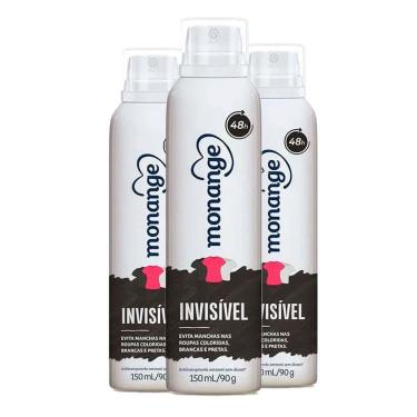 Imagem de Kit Desodorante Aerosol Monange Invisível 90g - 3 unidades