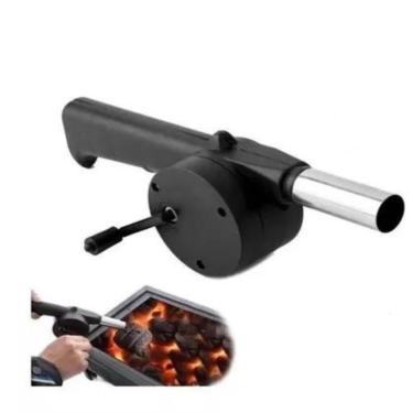 Imagem de Acendedor Soprador de Churrasqueira Lareira Carvão Manual Manivela Ventilador Faça Brasa Fogo Rápido Preparo Gourmet