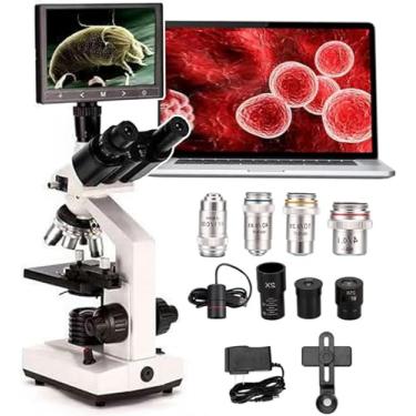 Imagem de CHONGHAN MicroscóPios Trinoculares,40x-5000x MicroscóPio Composto LaboratóRio,Ocular EletrôNica 5 MilhõEs Pixels + Tela De ExibiçãO,Para Aquicultura/EducaçãO/QuíMica/MéDica,White