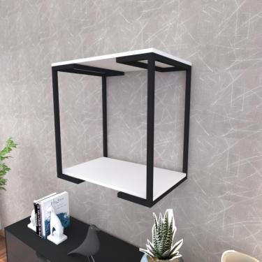 Imagem de Prateleira Industrial Suspensa Estante Parede Nicho Branco Cozinha Escritorio Sala Quarto Infantil