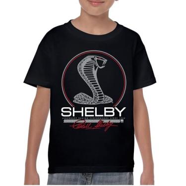 Imagem de Camiseta juvenil Shelby Cobra Legendary Racing Performance American Classic Muscle Car GT500 GT Powered by Ford Kids, Preto, P