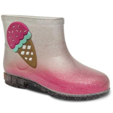 Imagem de Bota Galocha Moda Infantil Nº 21 ao 26 Botinha Feminina Menina Sorvete 09.39 (Glitter Prata, BR, Criança de 1 a 3 anos, Numérico, 22)