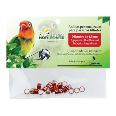 Imagem de Anilhas Anéis 4.5mm Agapornis Kakariki Red Rumped Forpus Catarina Neophema Metal Alumínio Coloridas Anel Fechado Marcação Número Identificação - 20 unidades (Laranja)