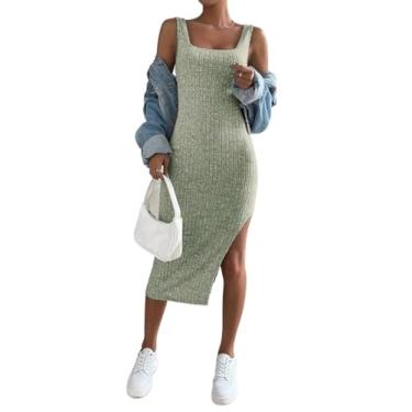Imagem de Camisa Feminina Solid Split Thigh Tank Dress (Color : Mint Green, Size : M)
