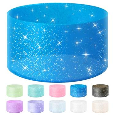 Imagem de Vmini Capa protetora para garrafas, silicone, glitter, compatível com Stanley Tumbler 591 ml–1,18 L, garrafa de água Hydro Flask 355 ml–710 ml, com fundo de 7,1–7,5 cm, base antiderrapante, brilhante