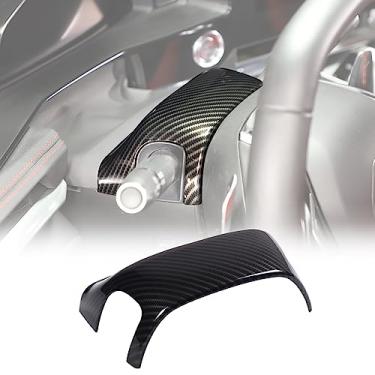 Imagem de Daeiclru Capa de acabamento da base do volante do carro compatível com Chevrolet Corvette C8 2020-2023, acessórios de acabamento do painel de volante interior ABS (padrão de fibra de carbono)