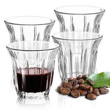 Imagem de Aijohnny Conjunto de 4 copos de café expresso de vidro transparente de 85 g para café/leite, canecas de café, copos de shot isolados, acessórios regulares de café expresso na cozinha/escritório/bar,