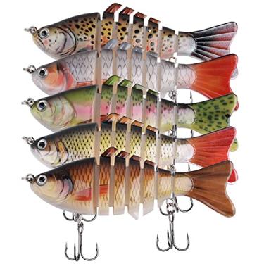 Imagem de Kit de iscas de pesca robóticas, 5 peças, isca de natação multiarticulada para robalo, truta, tipo Walleye, pique, isca de natação biônica 3D para água doce e salgada