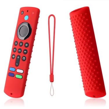 Imagem de Capa de silicone vermelha para controle remoto compatível com TCL FireTV Stick 3ª geração/controle remoto 4K, capa lavável com cordão para dispositivos de streaming HD
