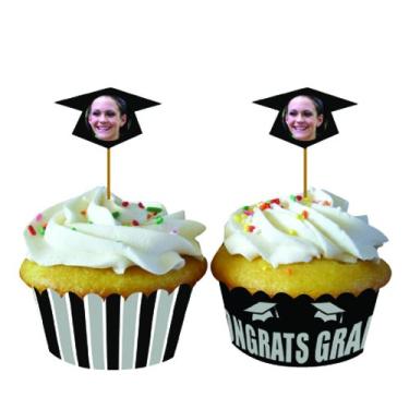 Imagem de Creative Converting 12 embalagens para cupcake com palitos personalizáveis