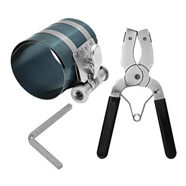 Imagem de Saihisday Kit de remoção de anel de pistão de motor de carro de 7,6 cm ferramenta de compressor e alicate de anel de pistão com alicate de instalação de pistão ajustável