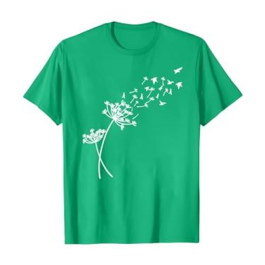 Imagem de Camiseta feminina com gola redonda e girassol, flores silvestres, estampada, casual, estampada, caimento solto, gola redonda, Verde, XXG