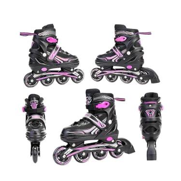 Imagem de Patins In-line (em Linha) Semi Profissional Long Feng Ajustável Roller Abec 7 (Rosa, 33 ao 35)
