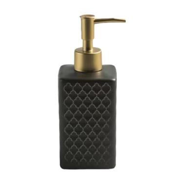 Imagem de dispenser Dispensador de sabão com bomba de plástico recarregável bomba de sabão líquido garrafa bomba de chuveiro loção Dispenser-12.7OZ/3Colors recarregável garrafa(BLACK)