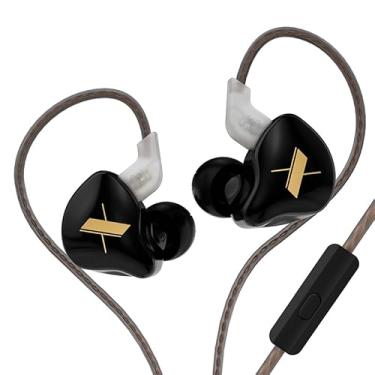 Imagem de Fone de ouvido KZ EDX 1DD HiFi, Yinyoo EDX intra-auricular com driver dinâmico magnético composto de 10 mm com cabo destacável de 0,75 mm (com microfone, preto)