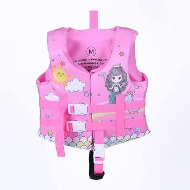 Imagem de Colete salva-vidas infantil flutuante para meninas jaqueta para meninos maiô protetor solar flutuante para piscina acessórios para passeios de barco à deriva (sereia rosa)