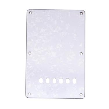 Imagem de Musiclily 6 Furos Escudo Traseiro Back Plate para Guitarra China Made Squier, 4 Camadas Branco Perolado