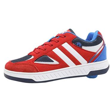 Imagem de Beppi Tênis de skate para meninas e meninos – Tênis de skate com rodas, Vermelho, 4 Big Kid