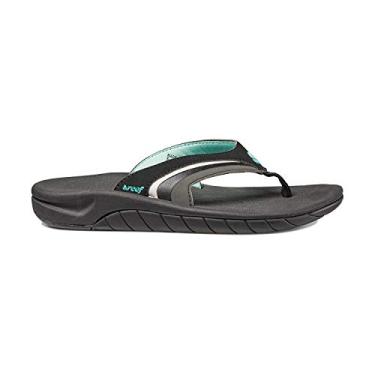 Imagem de REEF Sandália feminina de praia Slap, suporte de arco, sola durável, adequada à água, Preto/Preto/Aqua, 36