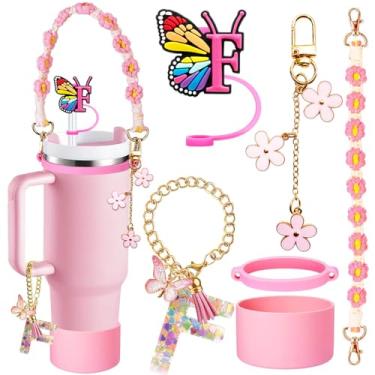 Imagem de Stanley Conjunto de acessórios de copo 6 peças para 850 g e 1,134 g, inclui tampa de capa de canudo de iniciais de silicone, bota, alça de alça de garrafa de água, anel de copo de borracha, pingente