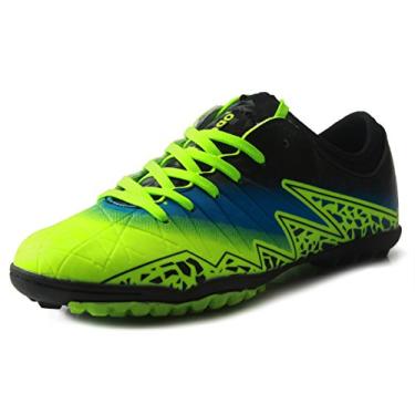 Imagem de T&B Kids 'Youth Turf Chuteira Chuteira Chuteira Sapatos de futebol para uso interno Futebol Casual Esportes ao ar livre (Criança pequena/Criança grande) 76516, Green/Black, 2 Little Kid